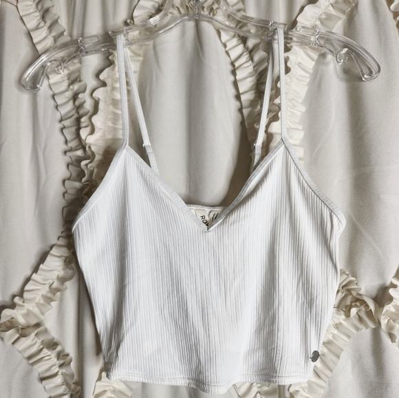 Roxy Brami White Crop Lightweight Summer Tank Top Sz Small - Picture 2 of 5